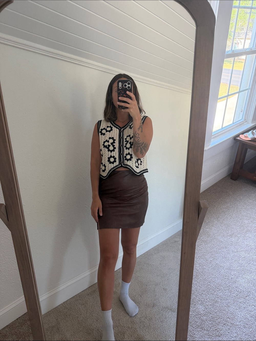 ASOS Brown Faux Leather Mini Skirt